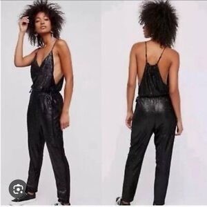 SOLD Free People black sequined jumpsuit size small gently worn, great condition